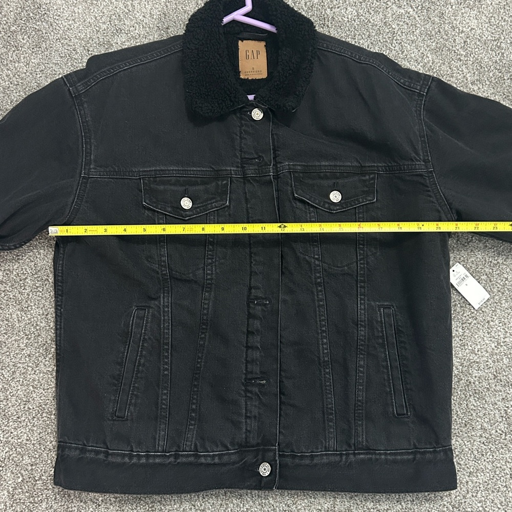 Gap oversized black denim Sherpa jacket size Small - Picture 9 of 11